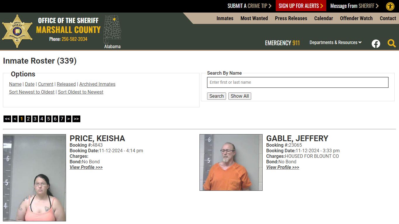 Inmate Roster - Current Inmates Booking Date Descending - Marshall ...