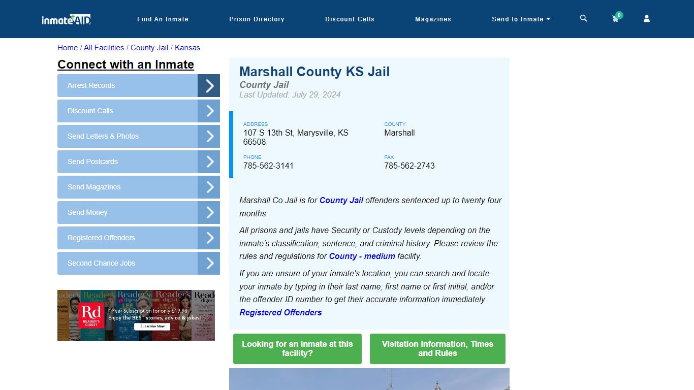 Marshall County KS Jail - Inmate Locator